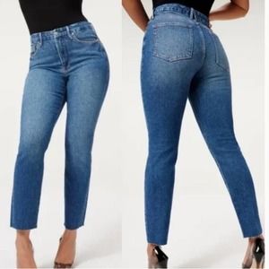 Good American Good Classic Raw Hem High Rise Jeans NWT size 2/26 Blue940